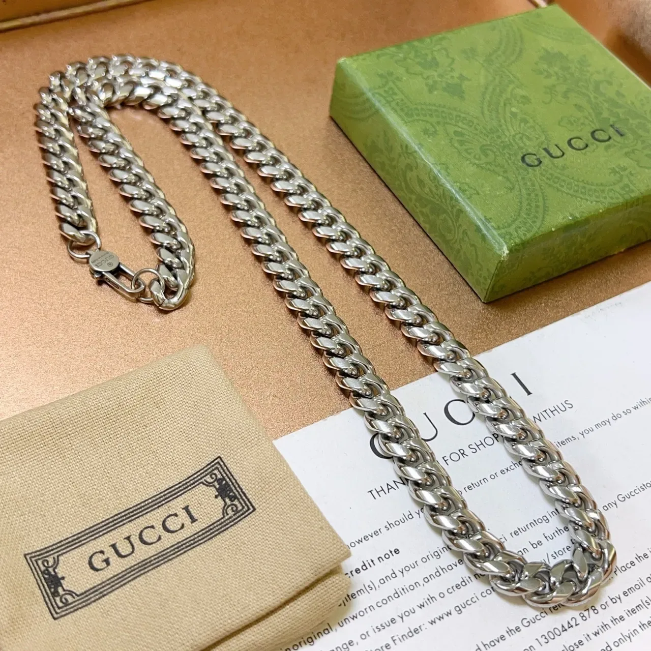 Gucci Curb-Link Chain Silver-Tone Necklace 7