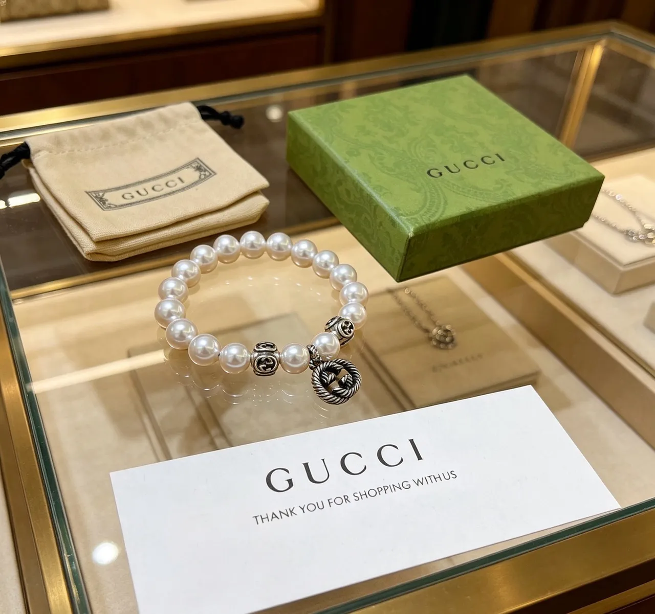 Gucci Dionysus Pearl and Interlocking G Bracelet 4