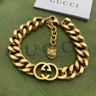 Gucci Dionysus Tiger Charm Gold-Tone Chunky Chain Bracelet