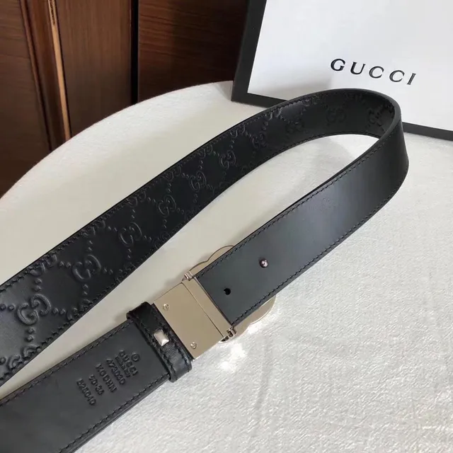 Gucci Double G Belt Black Embossed GG Leather Belt 4