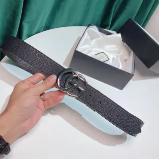 Gucci Double G Belt Black Pebbled Leather Belt