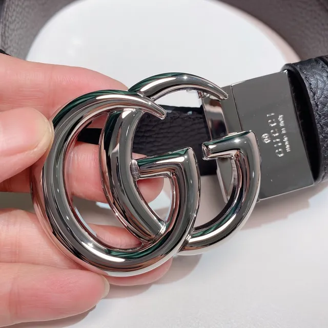 Gucci Double G Belt Black Pebbled Leather Belt 6
