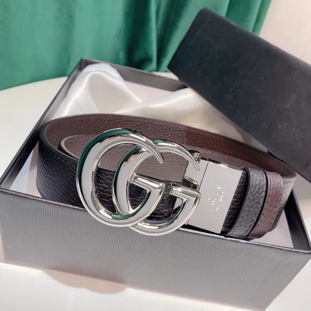 Gucci Double G Belt Black Pebbled Leather Belt 8