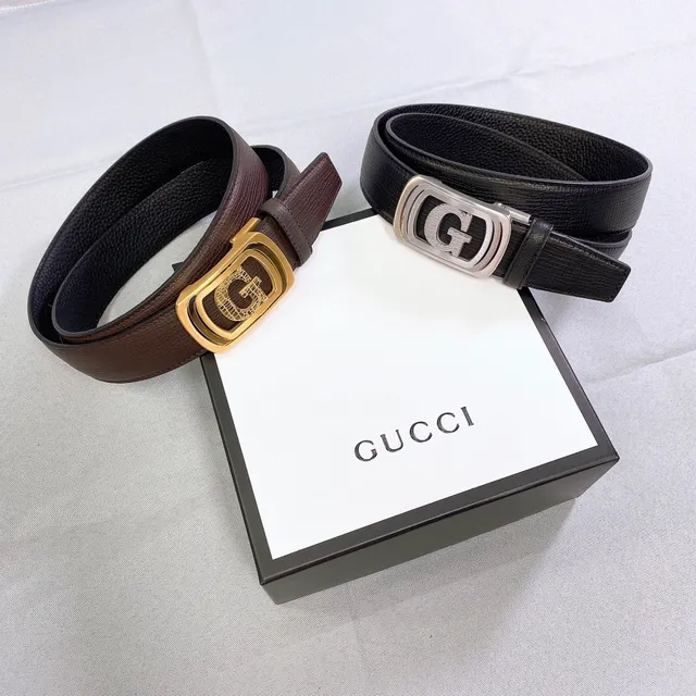Gucci Double G Belt Brown Textured Leather Gold-Tone Buckle Leather Belt 3