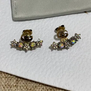 Gucci Double G Crystal Bar Earrings