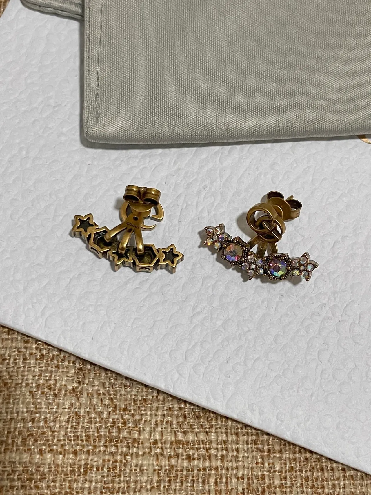 Gucci Double G Crystal Bar Earrings 2