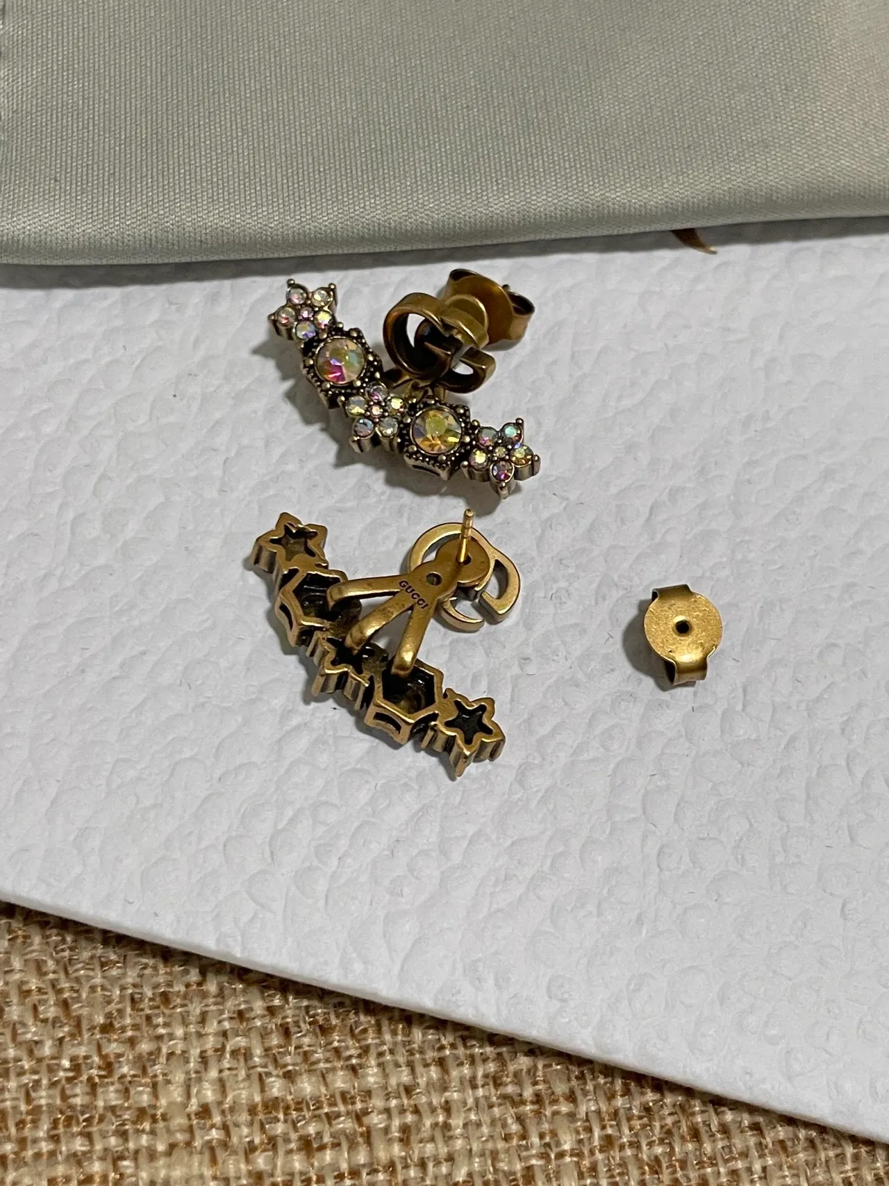 Gucci Double G Crystal Bar Earrings 3