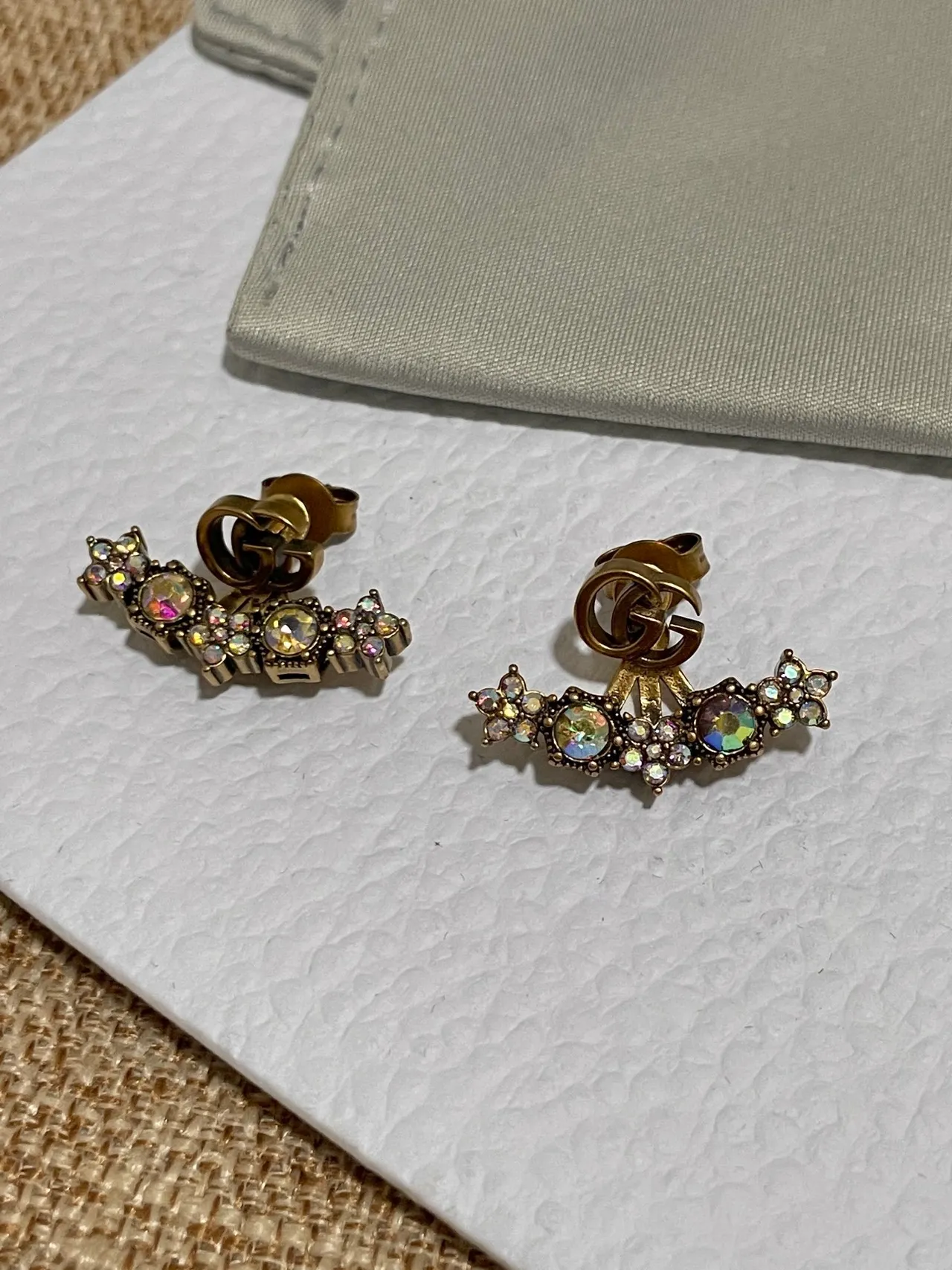 Gucci Double G Crystal Bar Earrings 5