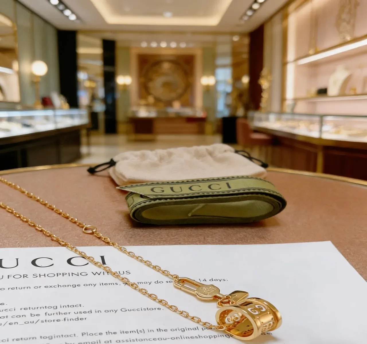 Gucci Double G Cylinder Pendant Gold-Tone Layered Chain Necklaces 5