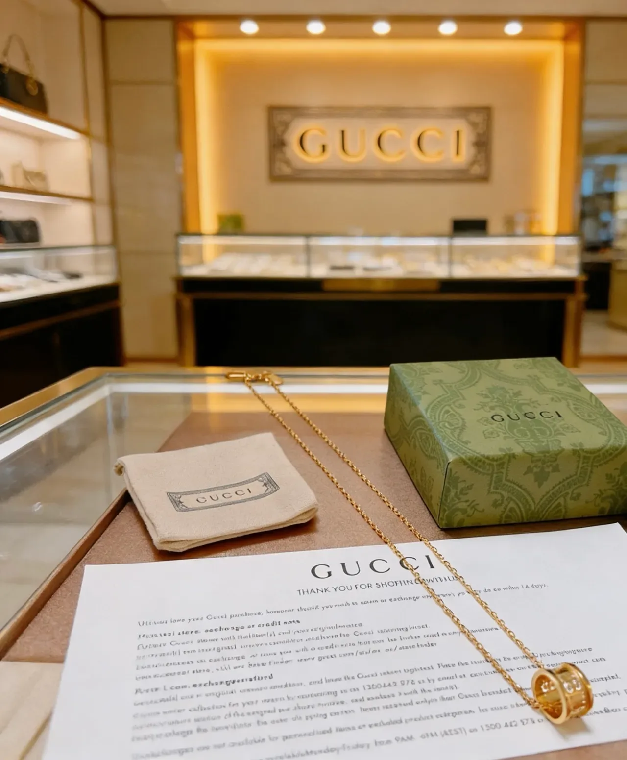 Gucci Double G Cylinder Pendant Gold-Tone Layered Chain Necklaces 7