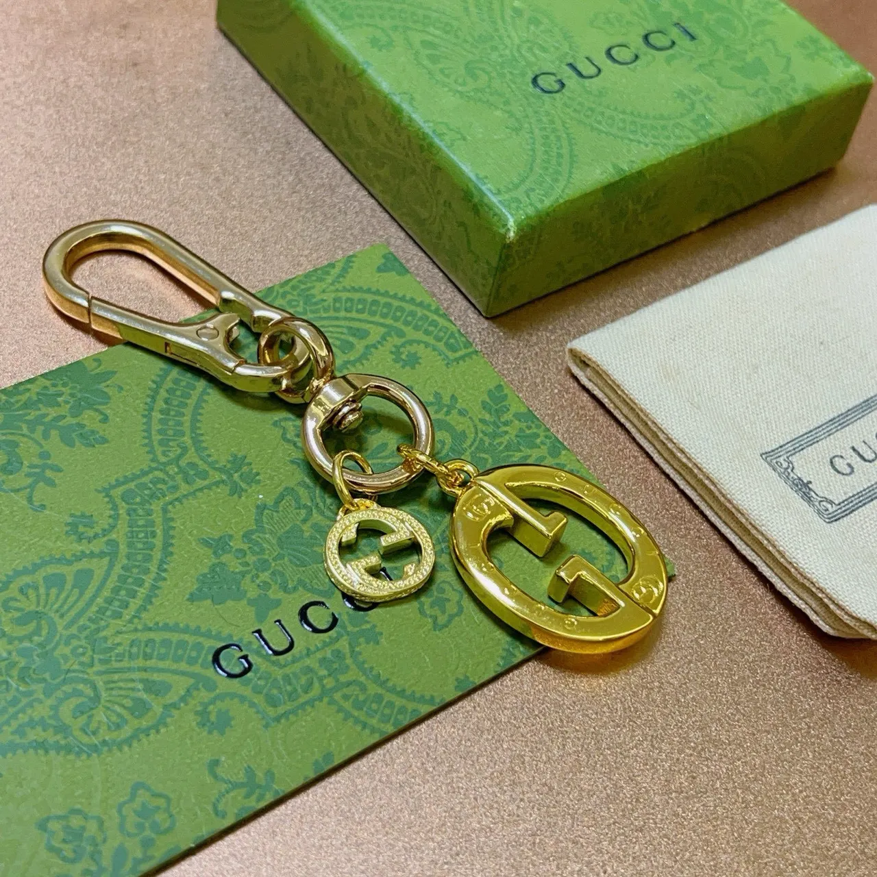 Gucci Double G Gold-Tone Keychain Bracelet 2