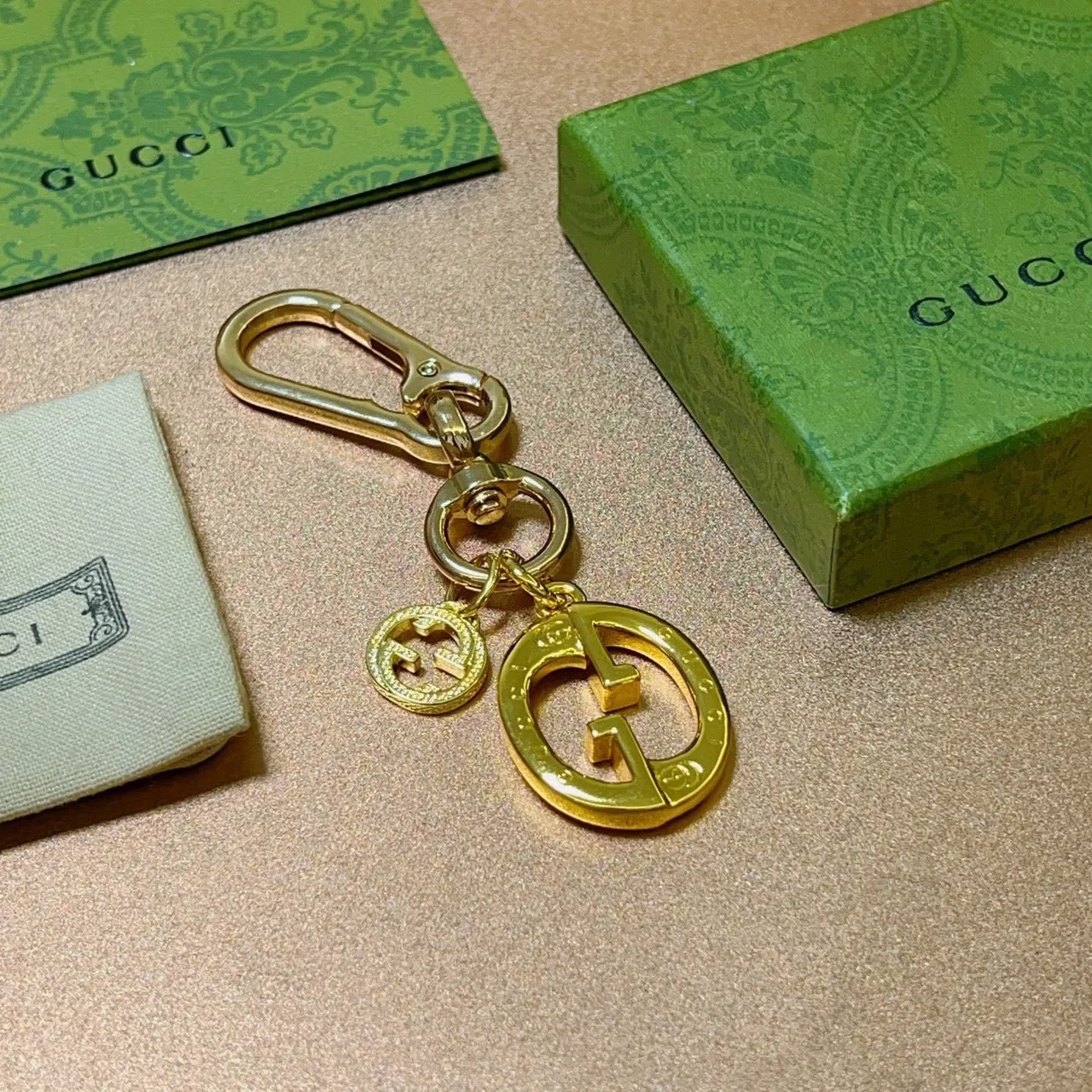 Gucci Double G Gold-Tone Keychain Bracelet 3