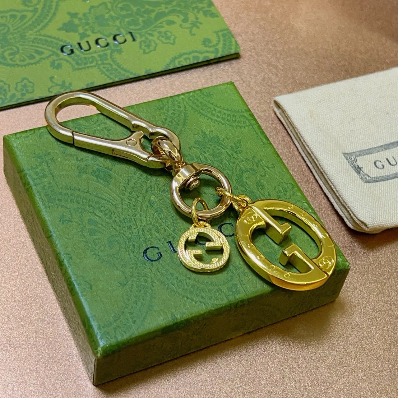 Gucci Double G Gold-Tone Keychain Bracelet 4