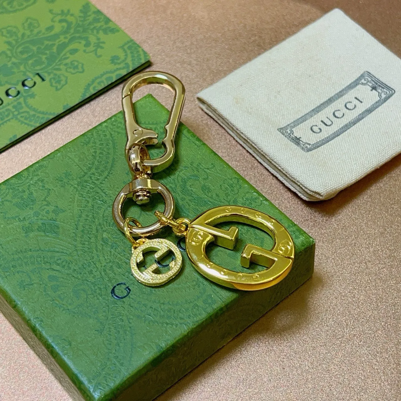 Gucci Double G Gold-Tone Keychain Bracelet 5