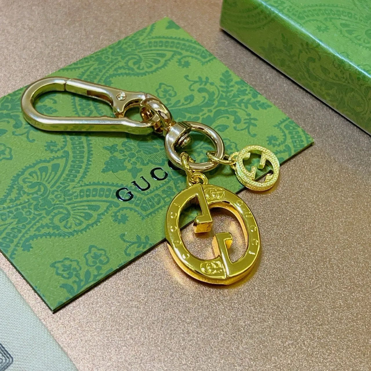 Gucci Double G Gold-Tone Keychain Bracelet 6