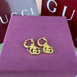 Gucci Double G Hoop Gold-Tone Interlocking Logo Earrings