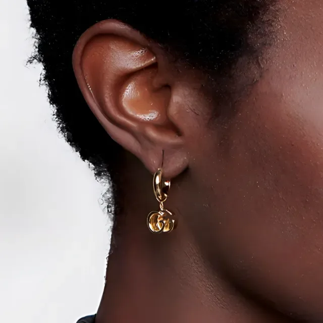 Gucci Double G Hoop Gold-Tone Interlocking Logo Earrings 2