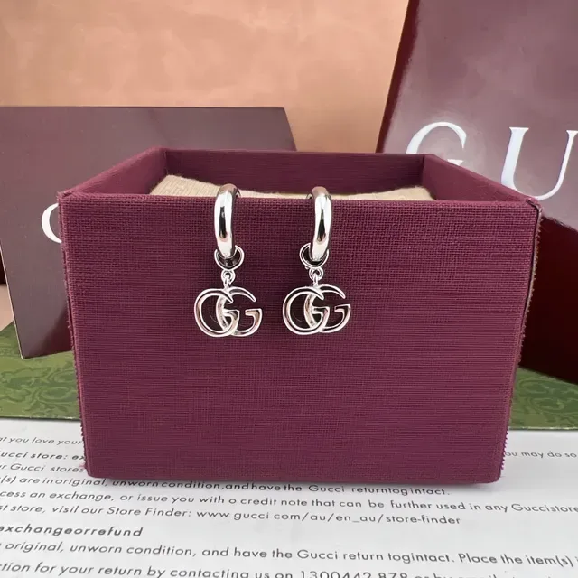 Gucci Double G Hoop Gold-Tone Interlocking Logo Earrings 4