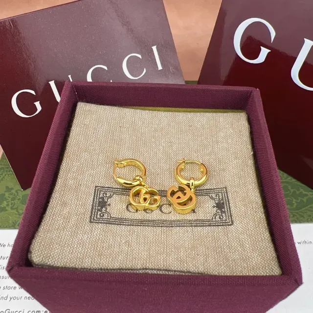 Gucci Double G Hoop Gold-Tone Interlocking Logo Earrings 6