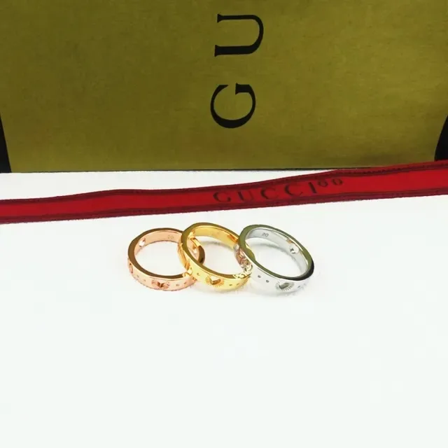 Gucci Engraved Sunburst Motif Stackable Rings 8