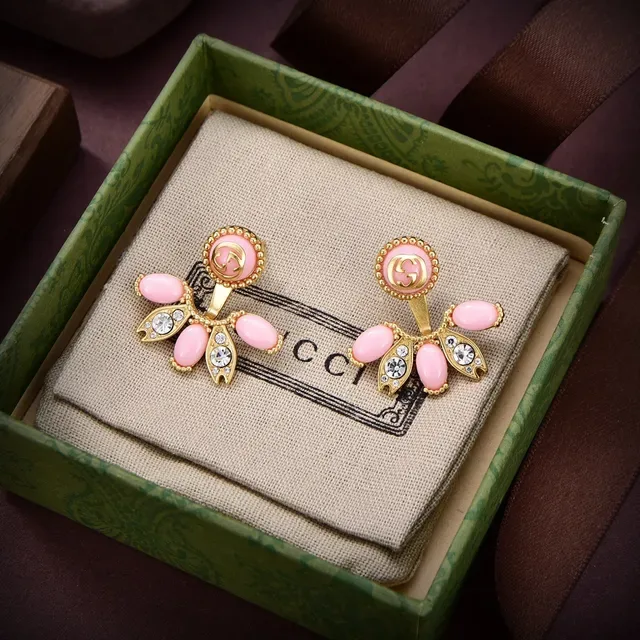 Gucci Boucles d'oreilles Abanico Floral Double-G Émail et Cristal 3