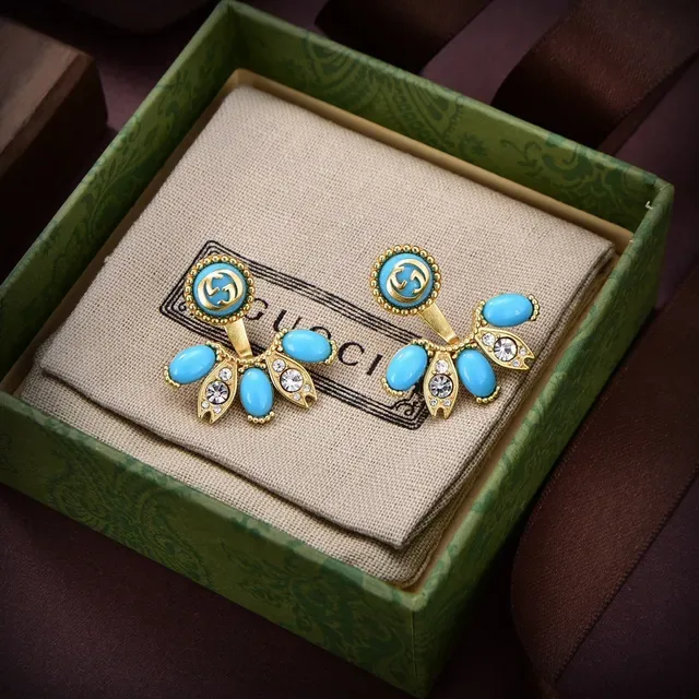 Gucci Boucles d'oreilles Abanico Floral Double-G Émail et Cristal 4