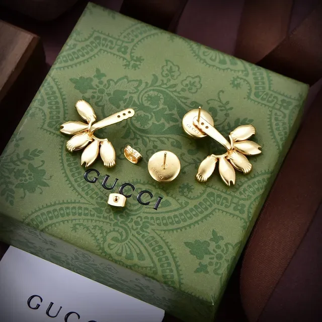 Gucci Boucles d'oreilles Abanico Floral Double-G Émail et Cristal 5