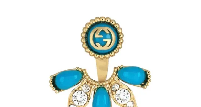 Gucci Boucles d'oreilles Abanico Floral Double-G Émail et Cristal 6