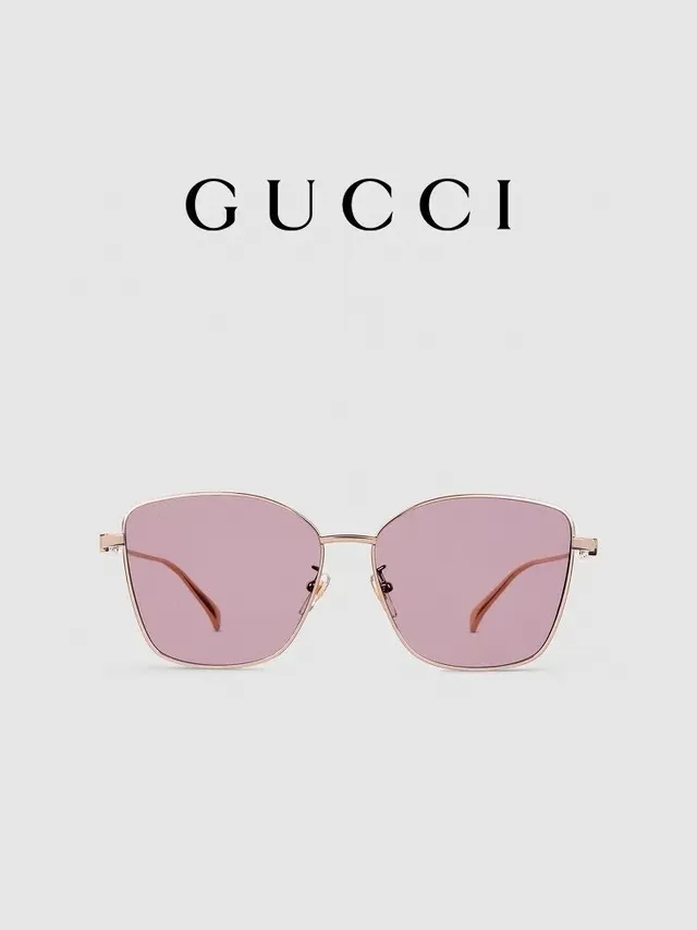 Gucci Gafas de Sol Geométricas Ojo de Gato Doradas Grises 4