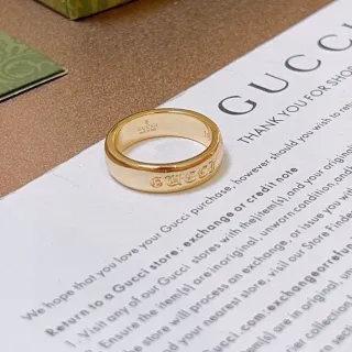 Gucci GG Engraved Wide Band Gold Ring