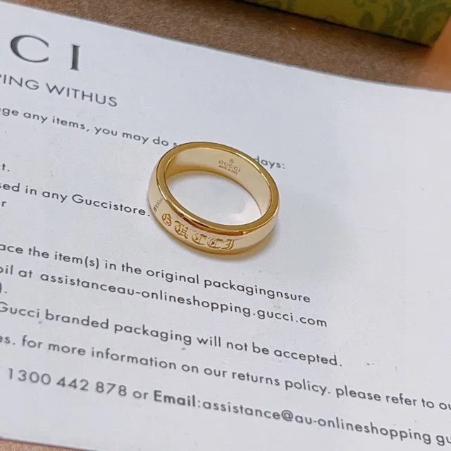 Gucci GG Engraved Wide Band Gold Ring 3