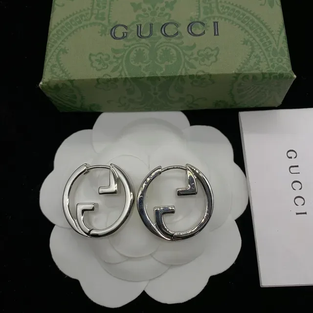 Gucci GG Boucles d'Oreilles Hoop Or Argent Interlocking G Logo Silhouette 4