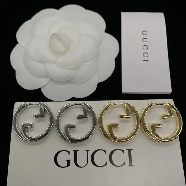 Gucci GG Boucles d'Oreilles Hoop Or Argent Interlocking G Logo Silhouette 5