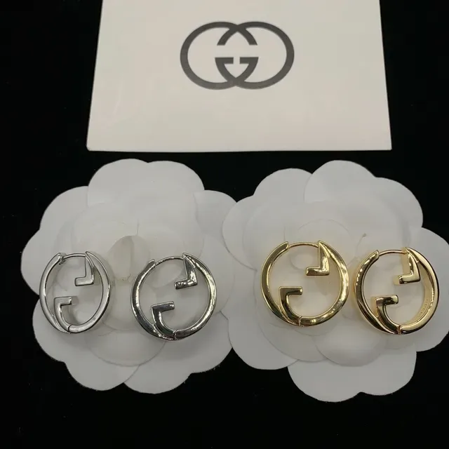 Gucci GG Boucles d'Oreilles Hoop Or Argent Interlocking G Logo Silhouette 6