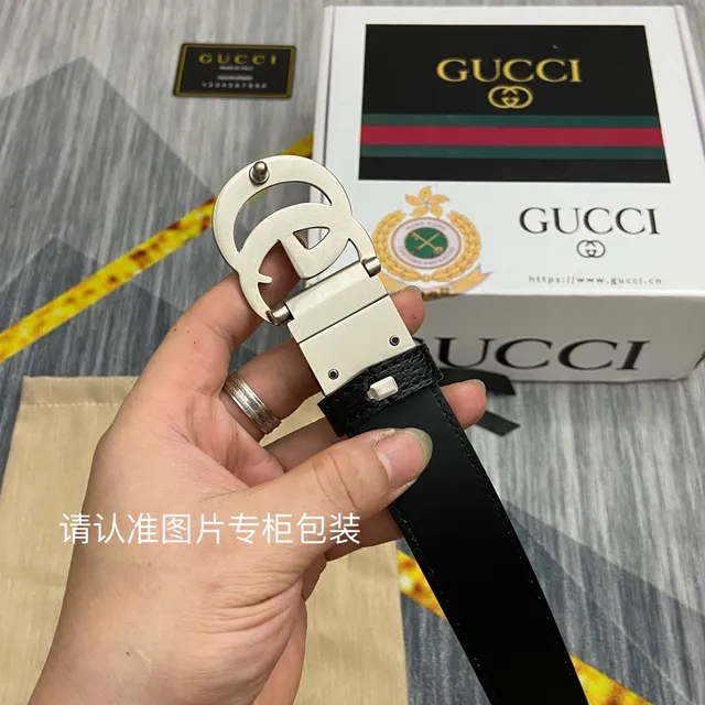 Gucci GG Marmont Black Pebbled Leather Belt 2
