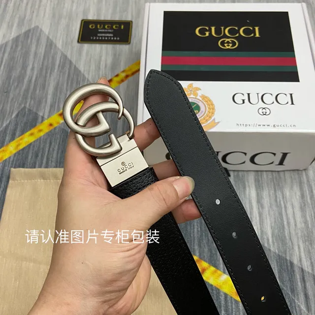 Gucci GG Marmont Black Pebbled Leather Belt 3