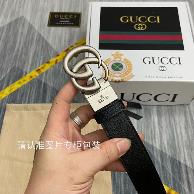 Gucci GG Marmont Black Pebbled Leather Belt 4