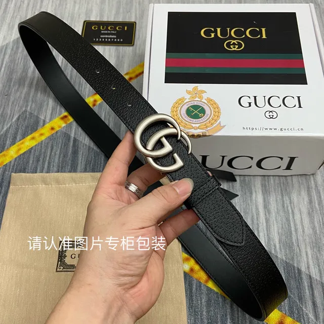 Gucci GG Marmont Black Pebbled Leather Belt 8