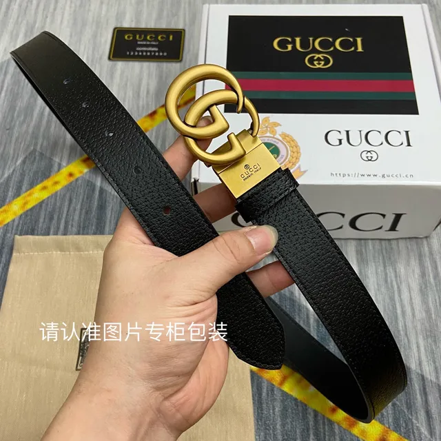 Gucci GG Marmont Black Pebbled Leather Belt 12