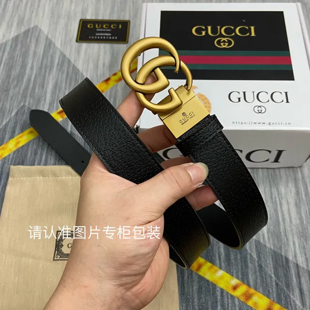 Gucci GG Marmont Black Pebbled Leather Belt 13