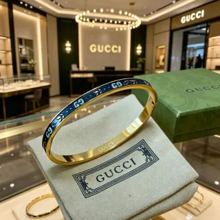 Gucci GG Marmont Esmalte Azul y Dorado Bisagra