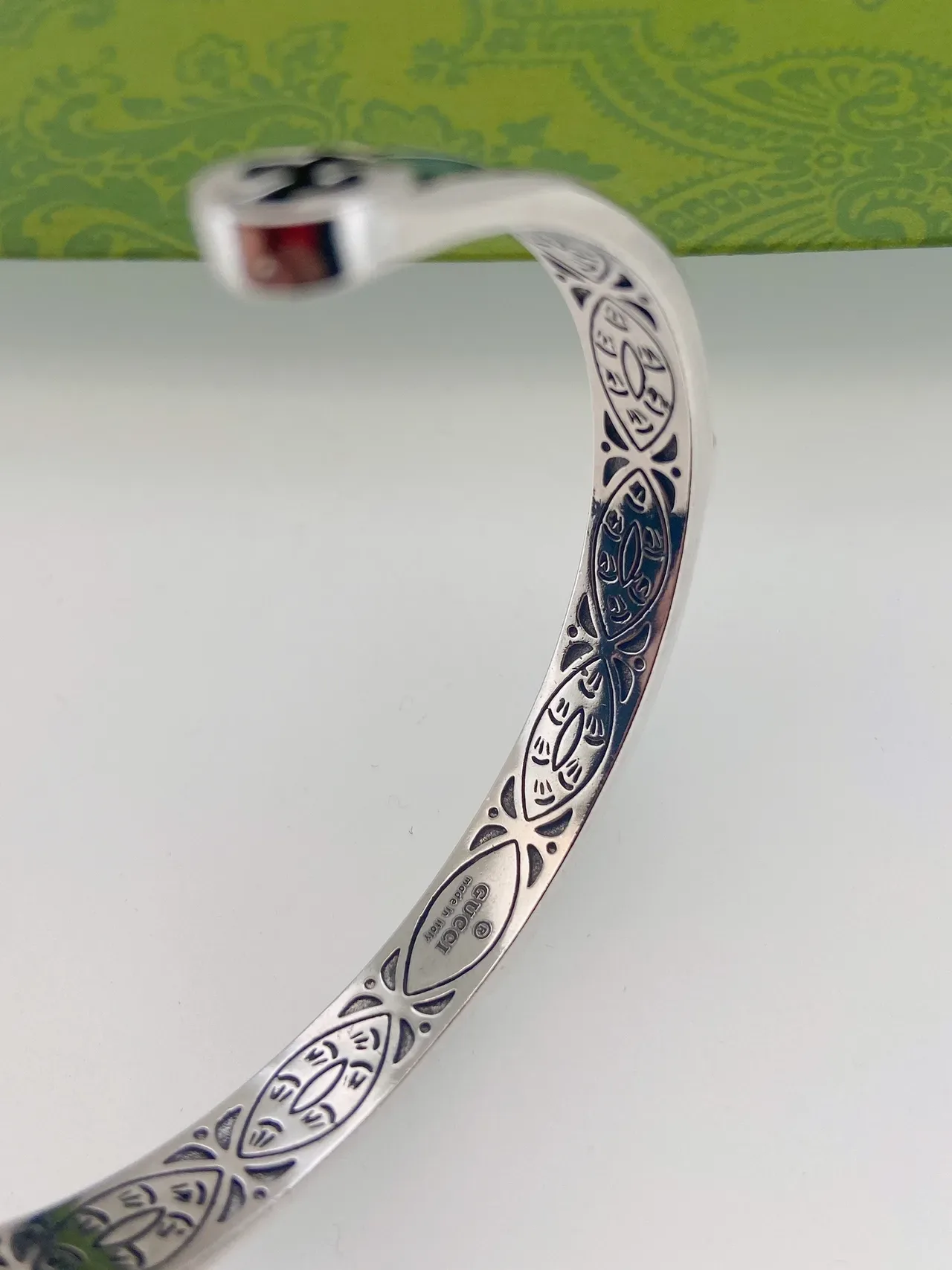 Gucci GG Marmont Blue Enamel Open Cuff Bracelet 2