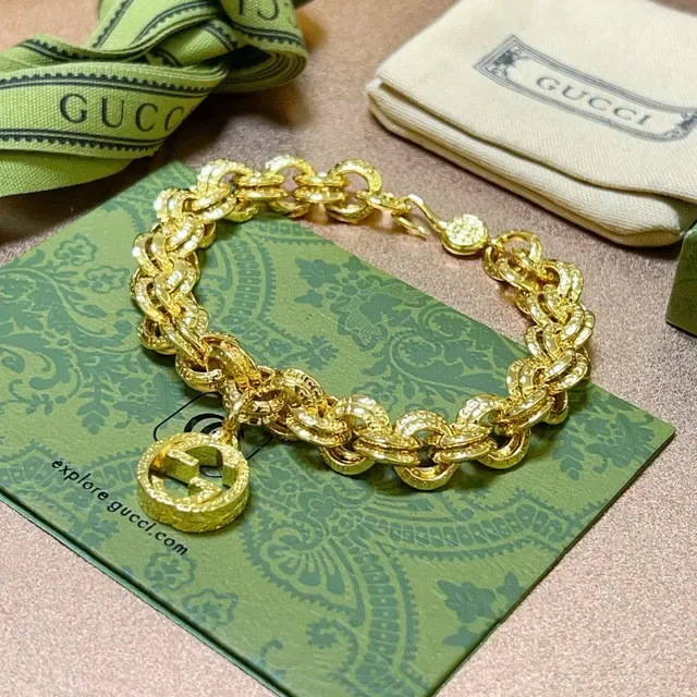 Gucci GG Marmont Chunky Twisted-Link Gold-Tone Bracelet 6