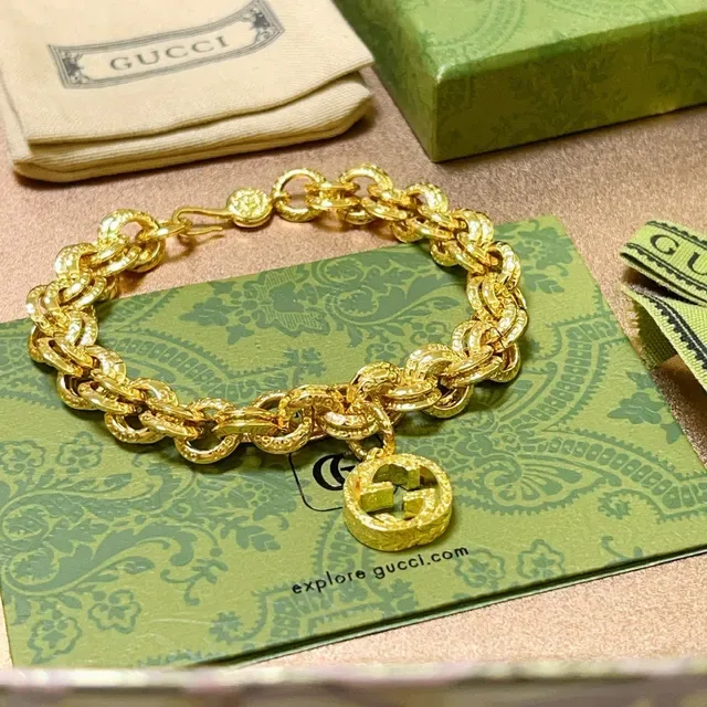 Gucci GG Marmont Chunky Twisted-Link Gold-Tone Bracelet 9
