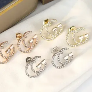 Gucci GG Marmont Crystal Interlocking G Stud Earrings
