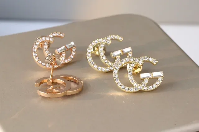 Gucci GG Marmont Crystal Interlocking G Stud Earrings 4