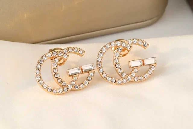 Gucci GG Marmont Crystal Interlocking G Stud Earrings 7