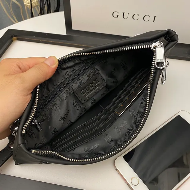 Gucci GG Marmont Embossed Black Envelope Clutch 2