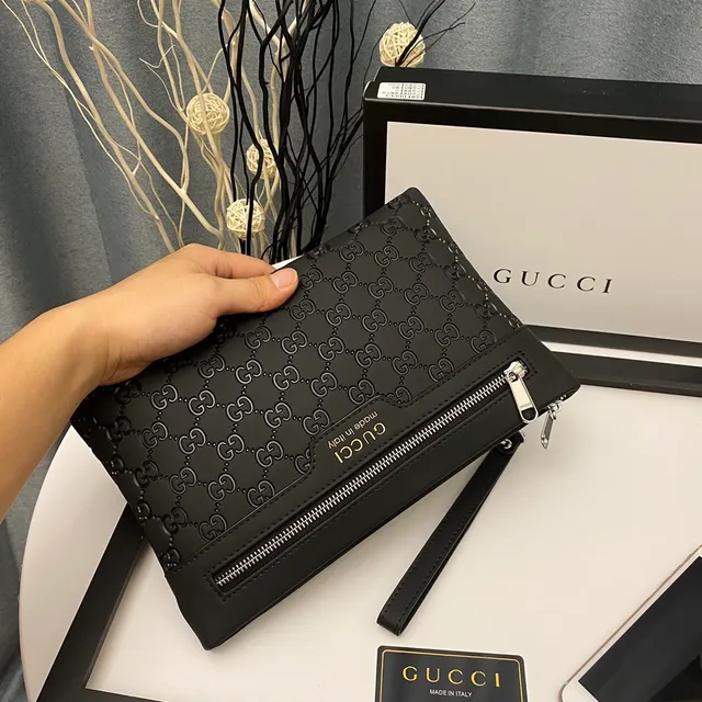 Gucci GG Marmont Embossed Black Envelope Clutch 6