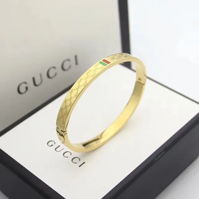 Gucci GG Marmont Gold Multicolor Engraved Monogram Web Stripe Accent Bracelet 3